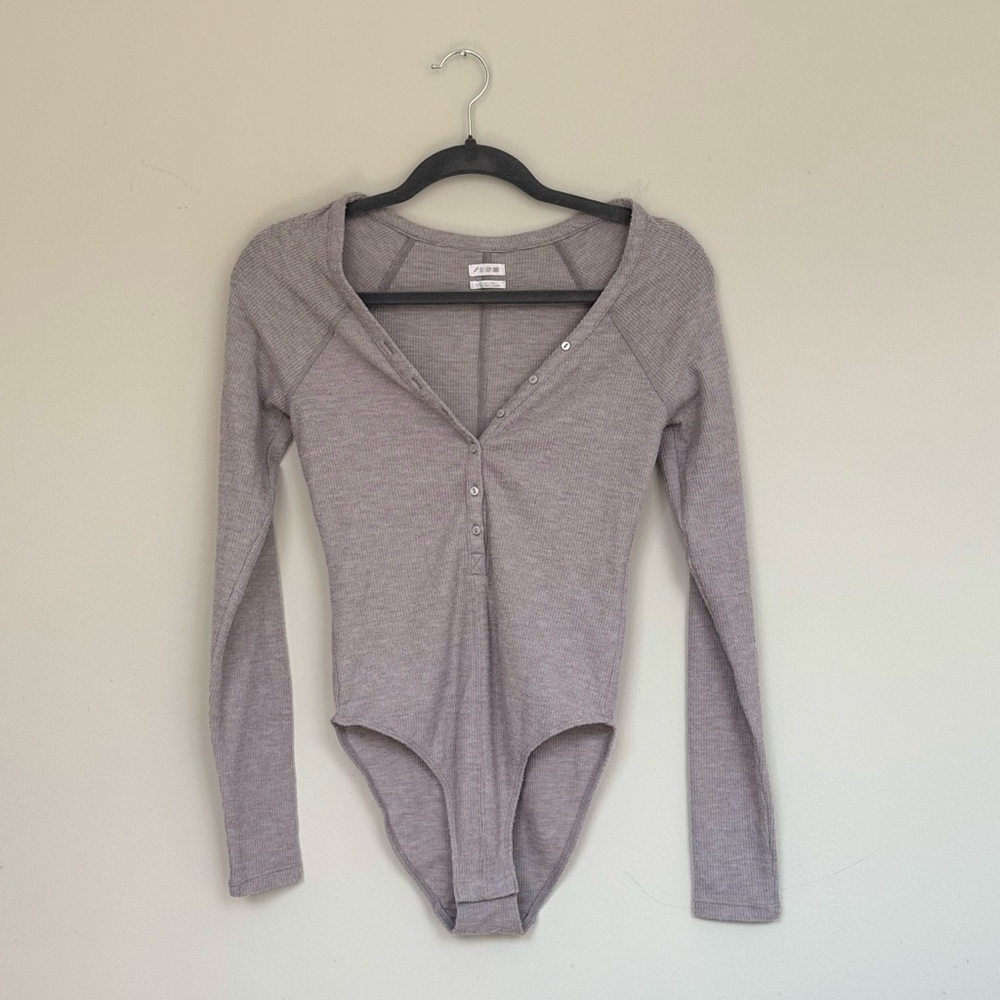 Urban Outfitters Out From Under Grey Henley Bodysuit